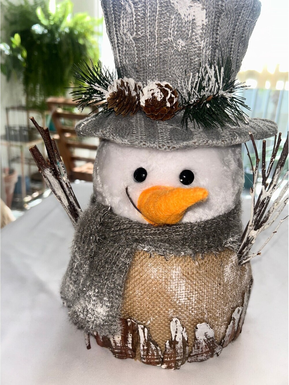Rustic Snowman Christmas Decor 12" Farmhouse Burlap Woodland Holiday